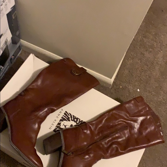 Anne Klein Shoes - Women boots small square heel zip up in calf area